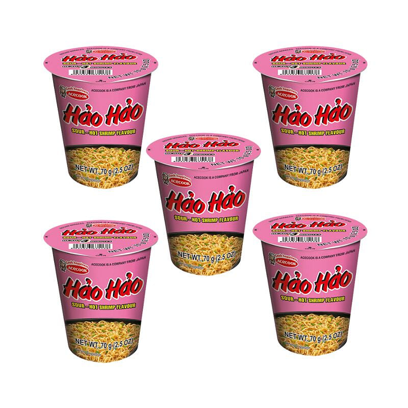 Acecook Hao Hao Hot & Sour Shrimp Flavour pack of 5 1 ส่วน