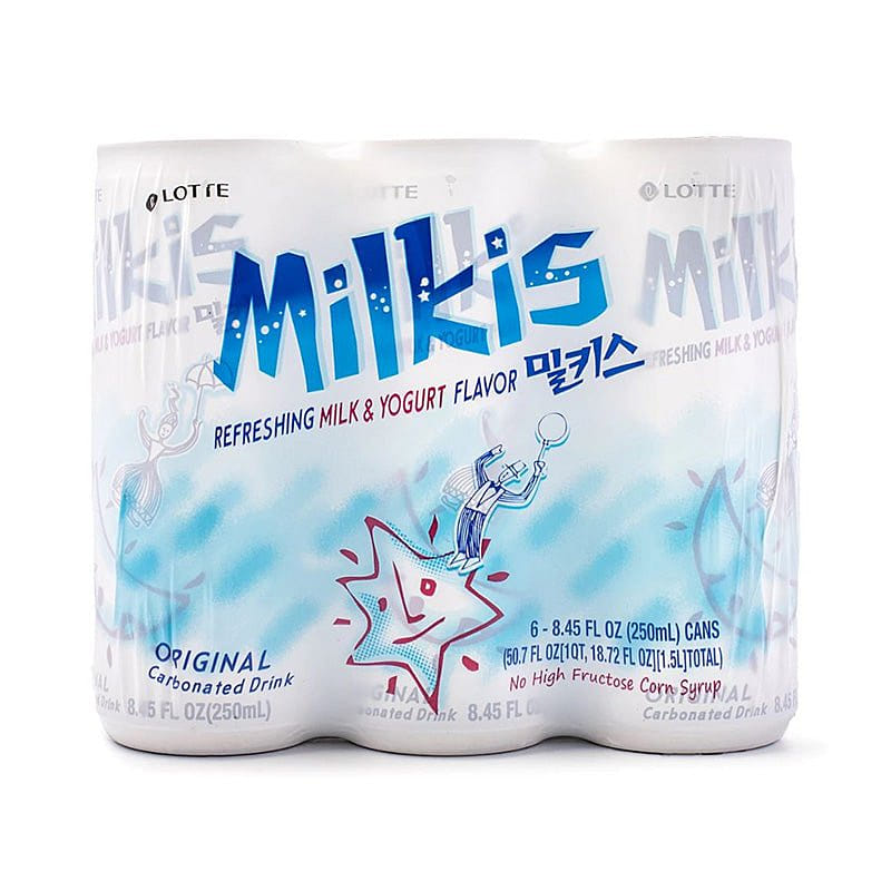 Lotte Milkis Carbonated Soft Drink, Yogurt Flavor, 8.45 fl oz 6-Packs 1 each