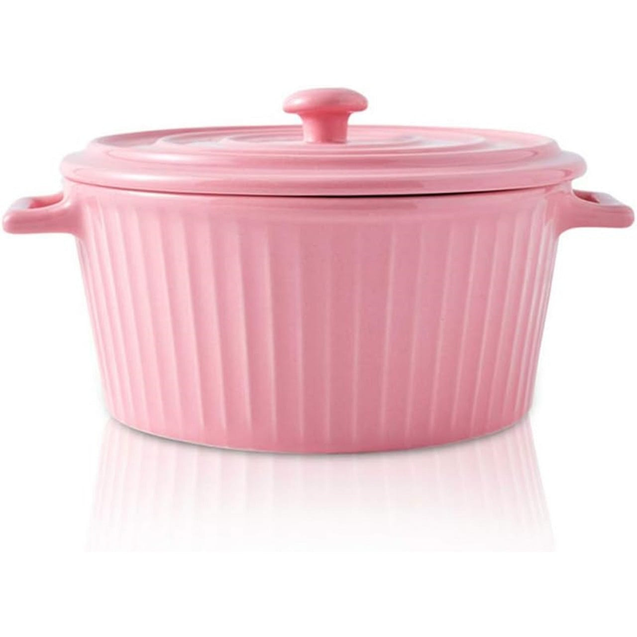 粉色帶蓋砂鍋 1.1夸脫陶瓷砂鍋可煮菜做飯蛋糕煲湯 1 份