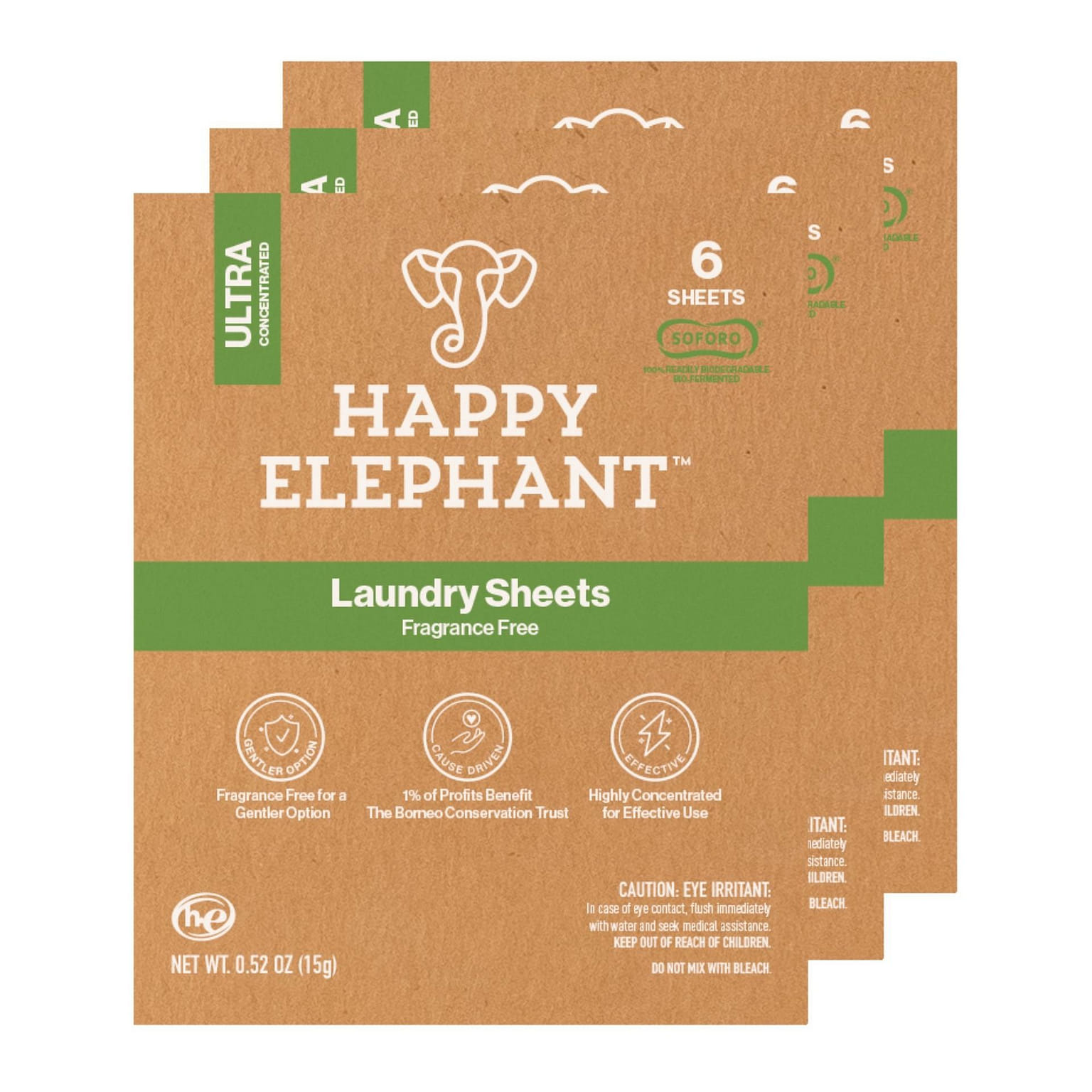 Happy Elephant Laundry Detergent Sheets - Fragrance Free 6 Count (Pack of 3) 18 個