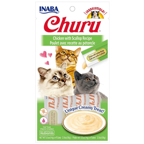 【INABA】Churu Purées Cat Treat - Chicken with Scallop 1 개