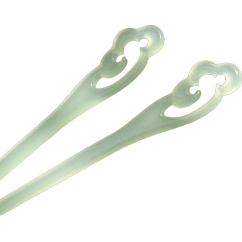 Imitation Jade Hairpin New Chinese Hair Clasp-Green 18cm A Pair 1 ส่วน