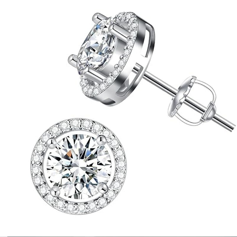 14K White Gold Plated 925 Sterling Silver CZ Tiny Stud Earrings ,Women,men 29.99 개입