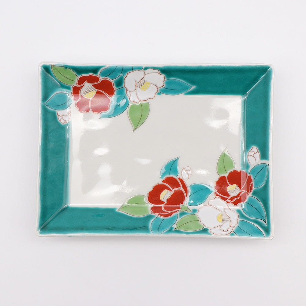 Kutani Ware Handmade Main Plate (Camellia, 6.77" x 5.03") Made in Japan 1 ส่วน