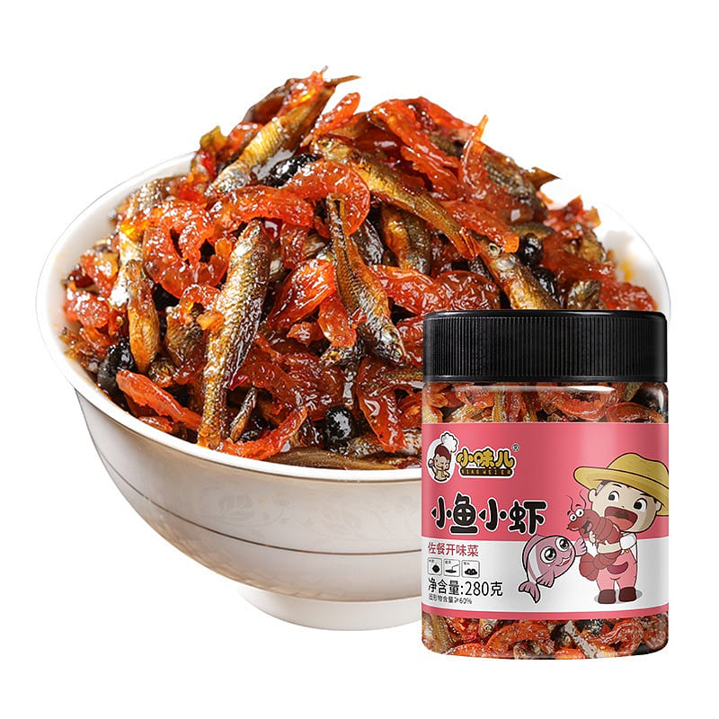 湖南特产小鱼小虾瓶装开胃下饭酱香辣罐装即食下饭菜 280 克