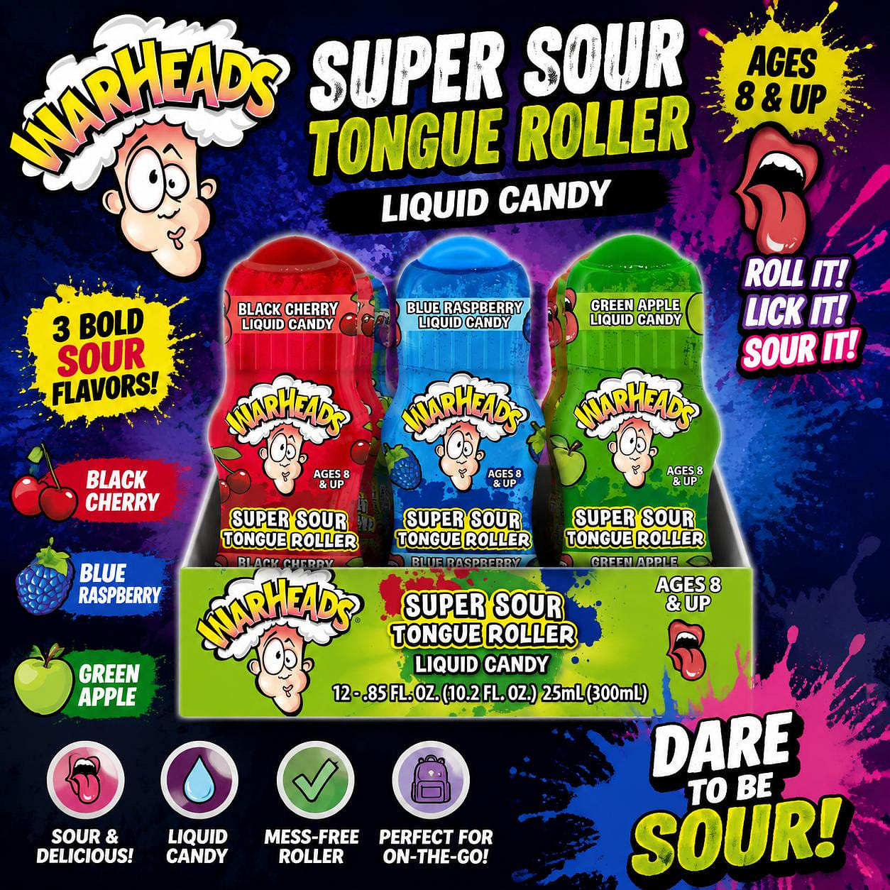 Warheads Sour Tongue Roller 0.85oz 12ct 1 each