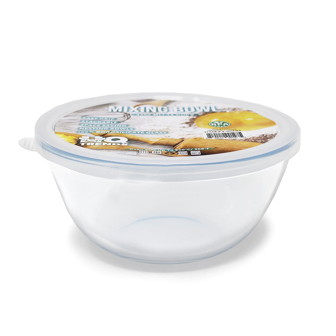 HQ Glass Mixing Bowls / Storage Bowl with Clear Lid Heat-Resistant Airtight 152oz Round Baking Dish for Cooking Kitchen Storage Refrigerator Boxes Bakeware for Kitchens 4.5 L 1 each