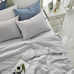 mumooroom 60수 고밀도 순면 차렵이불세트 - LIGHT GREY (US Queen) 1 개