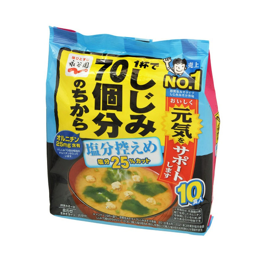 NAGATANIEN Clam Miso Instant Soup Cut Back On Salt By 25% 10pcs 173 그램