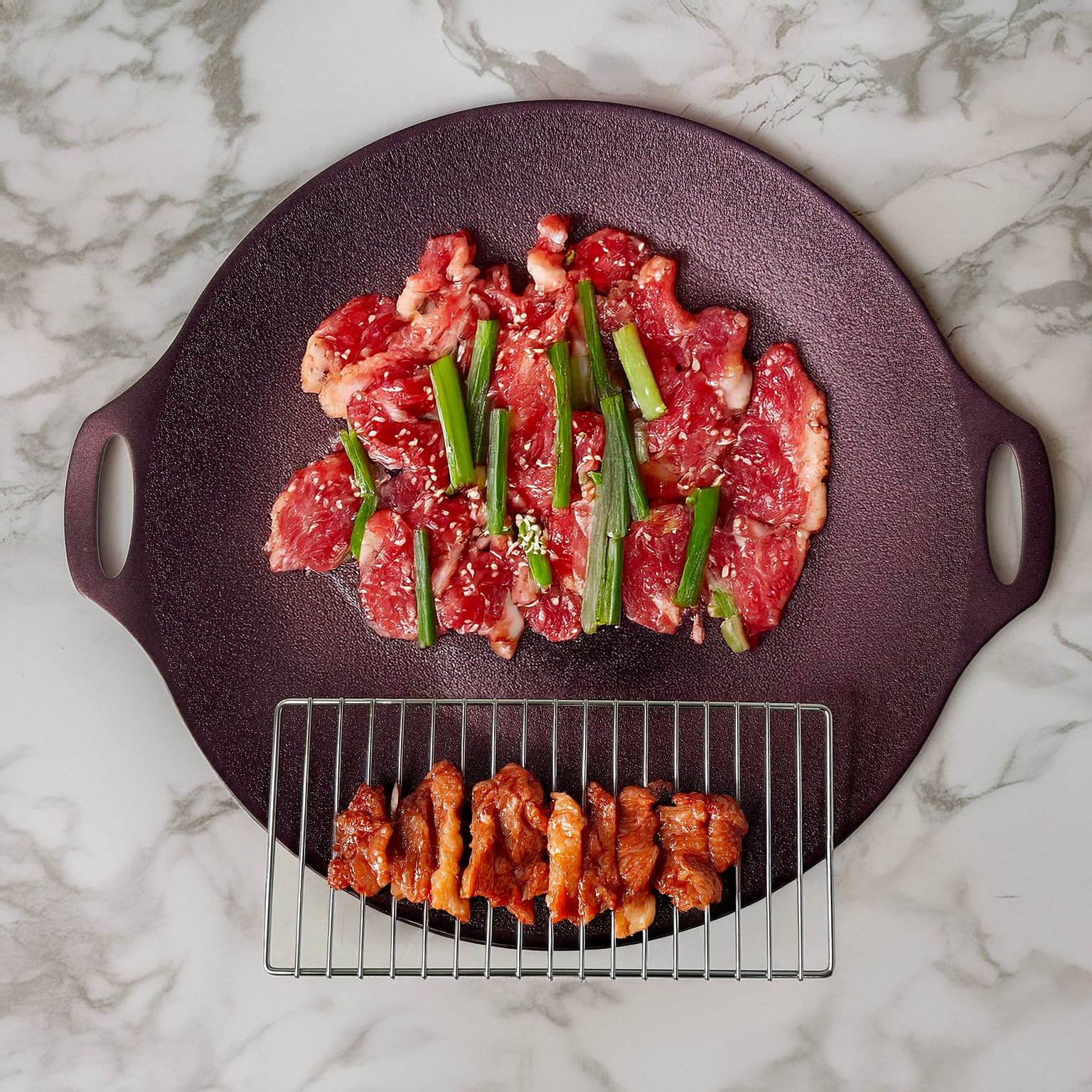TECHEF - 14-inch Round Griddle Pan with Grill Rack 1 phần