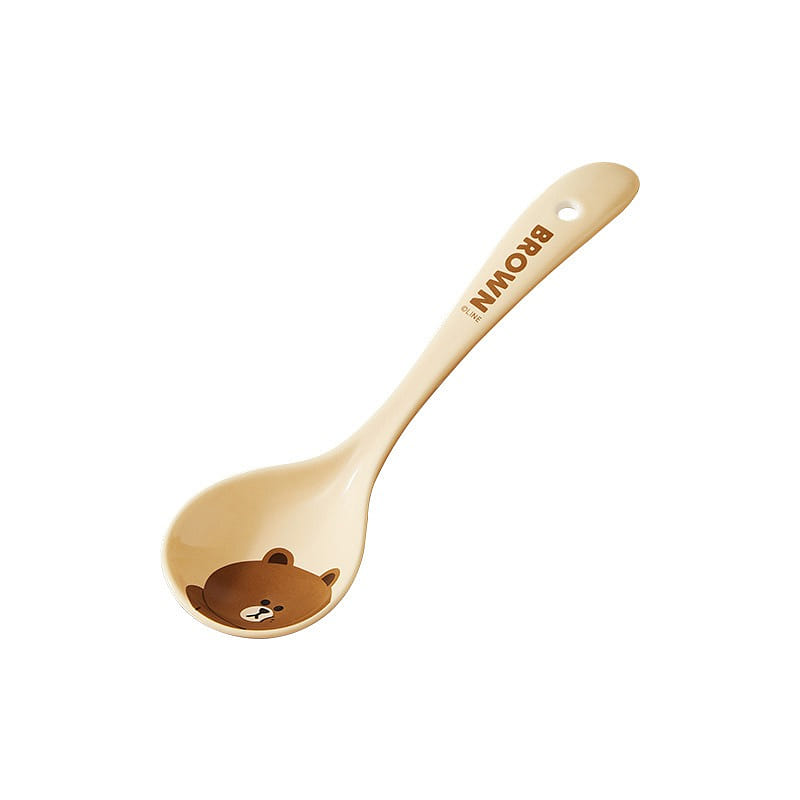 Ceramic spoon small soup ladle long soup serving soup ladle porridge BROWN model 1 ส่วน