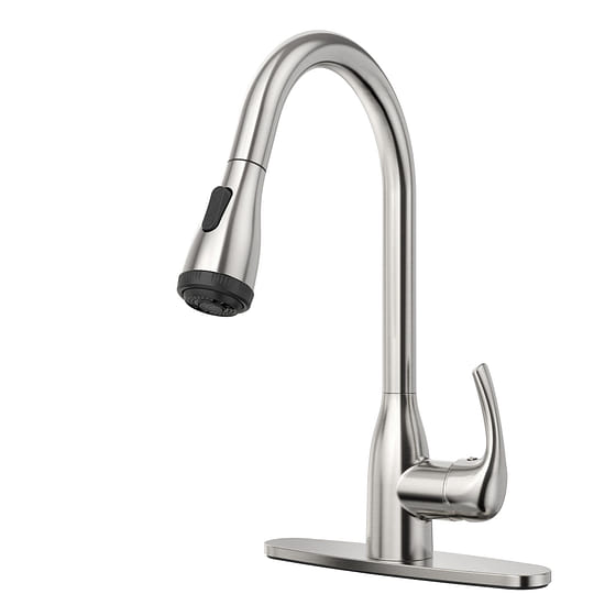 weee_grocery_Single-Handle Pull-Down Sprayer Kitchen Faucet with 4-Function in Brushed Nickel 7.97 lb