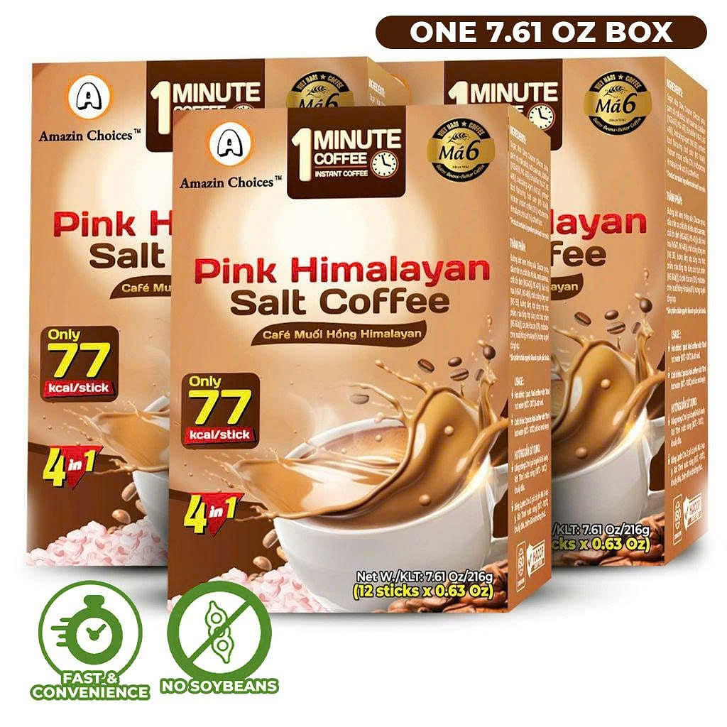 Cà Phê Muối Hồng Himalayan Thượng Hạng, 216g, Hộp 12 gói 3 box