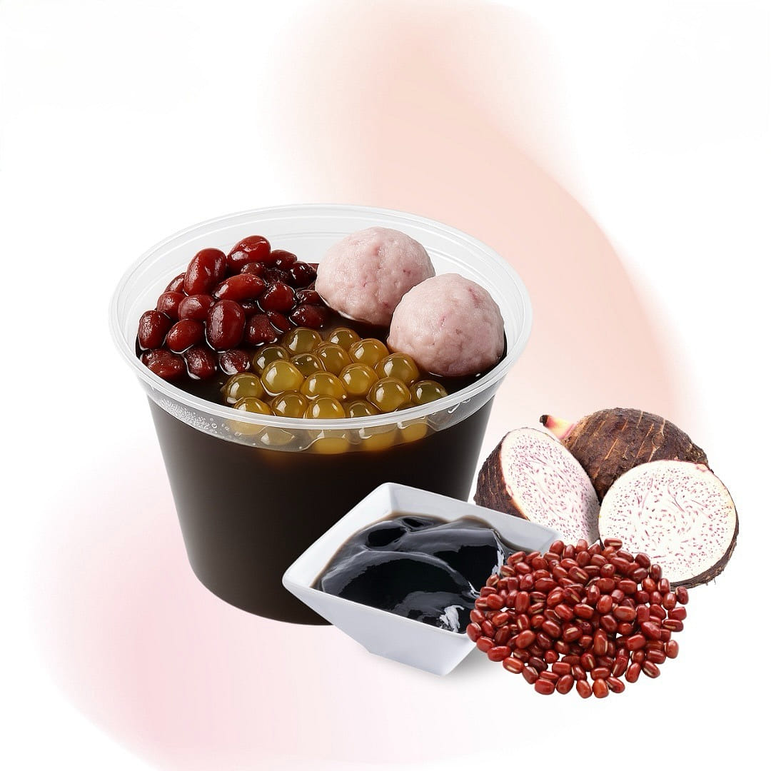 Handmade Taro & Red Bean Grass Jelly Dessert 16oz 1 each