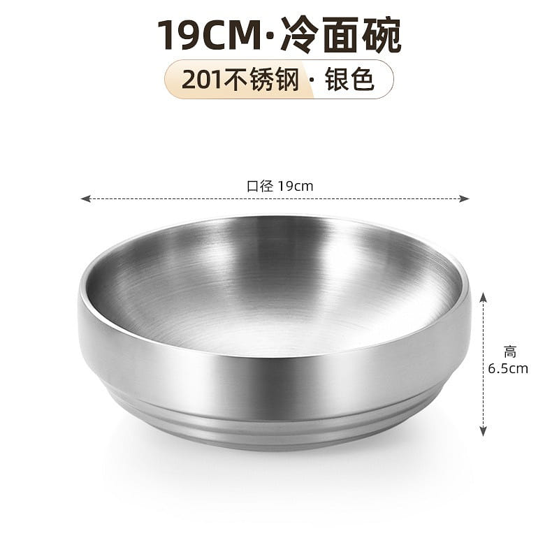 19cm silver stainless steel bowl, for home use 1 개입