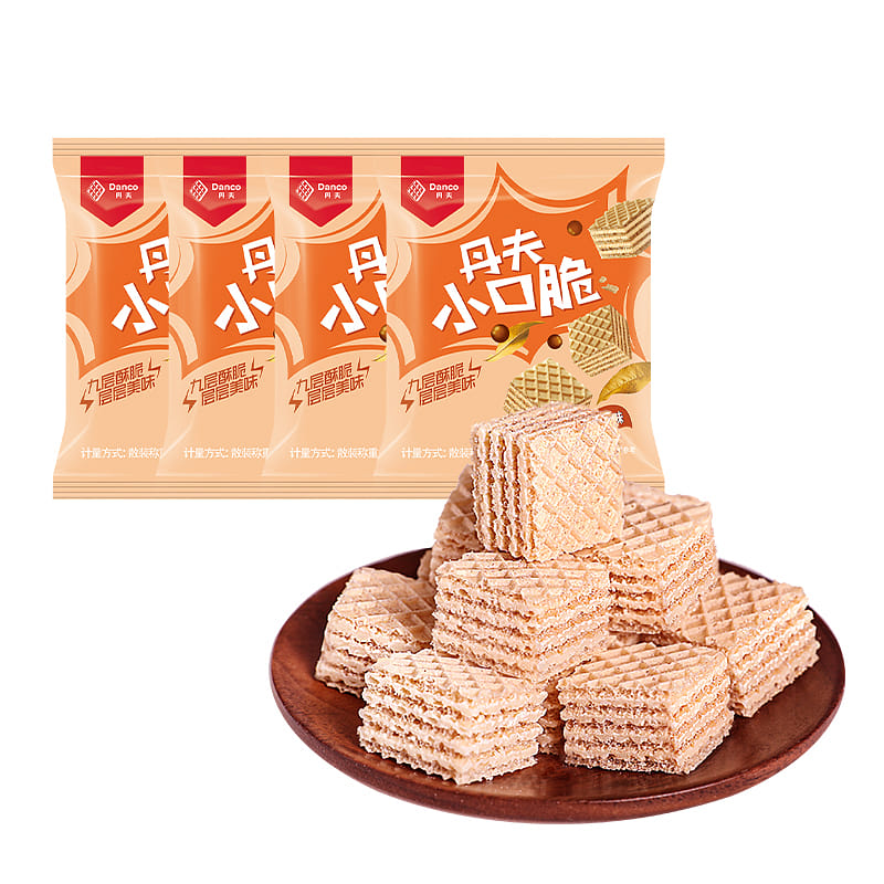 丹夫 珍珠奶茶味小口脆威化饼干零食 33g*4包 132 克