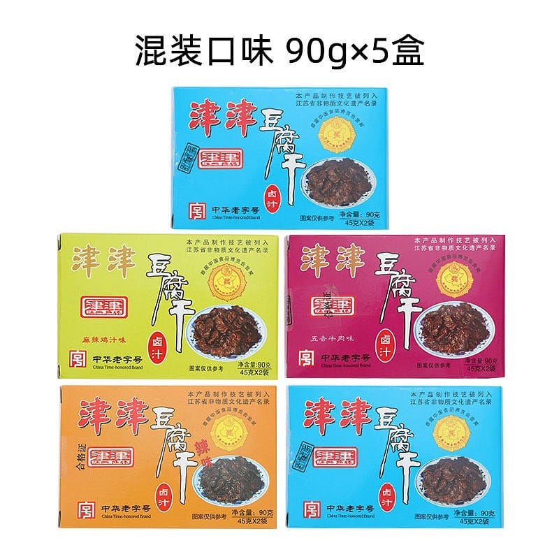 津津 豆腐干-4种口味混装（偏甜）（90g*5） 450 克 - Weee!
