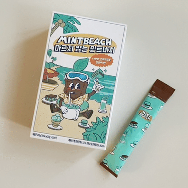 MINTBEACH summer cool drink. Milk powder - Mint flavor (1 small box/10 packs) 1 hộp