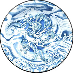 Mino Ware Japanese Wide Mouth Ceramic Bowl, Udon Ramen Noodle Soup Bowl, Dragon 28 oz