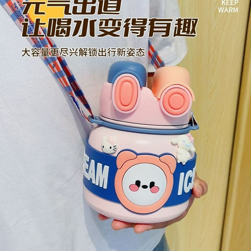 Pink 800ML insulated cup girls high color value water cup large capacity student 1 ส่วน