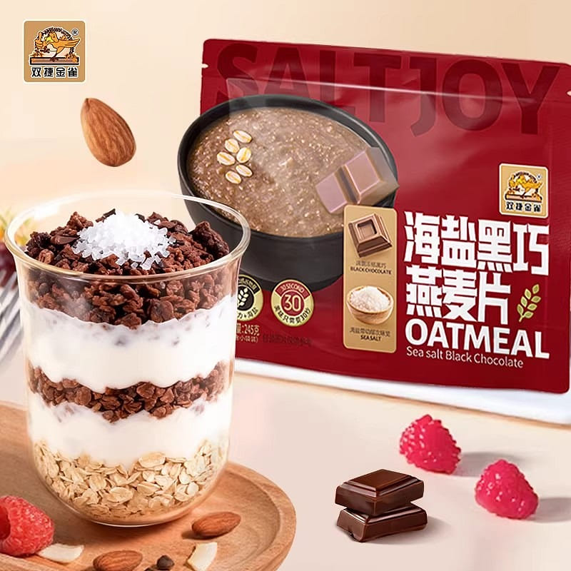 Shuangjie sea salt dark chocolate oatmeal 245g 245 g