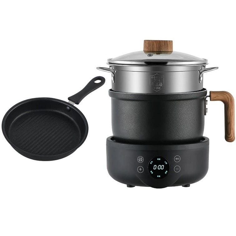 Electric multi-functional cooking pot 1.8L steamer frying pan hot pot black 110V 1 phần
