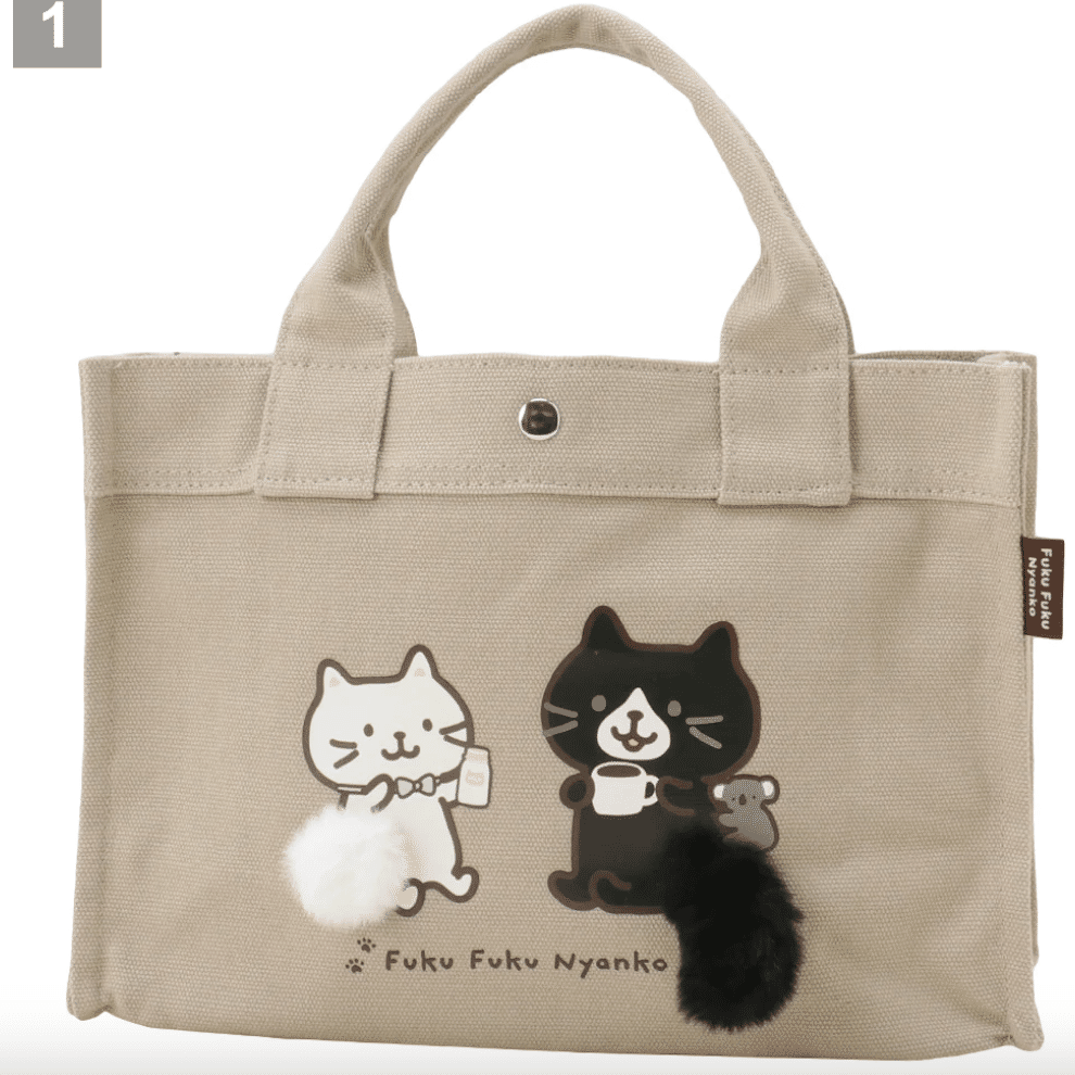 Fuku Fuku Nyanko White & Black Cat Mini Tote Bag 1 ส่วน