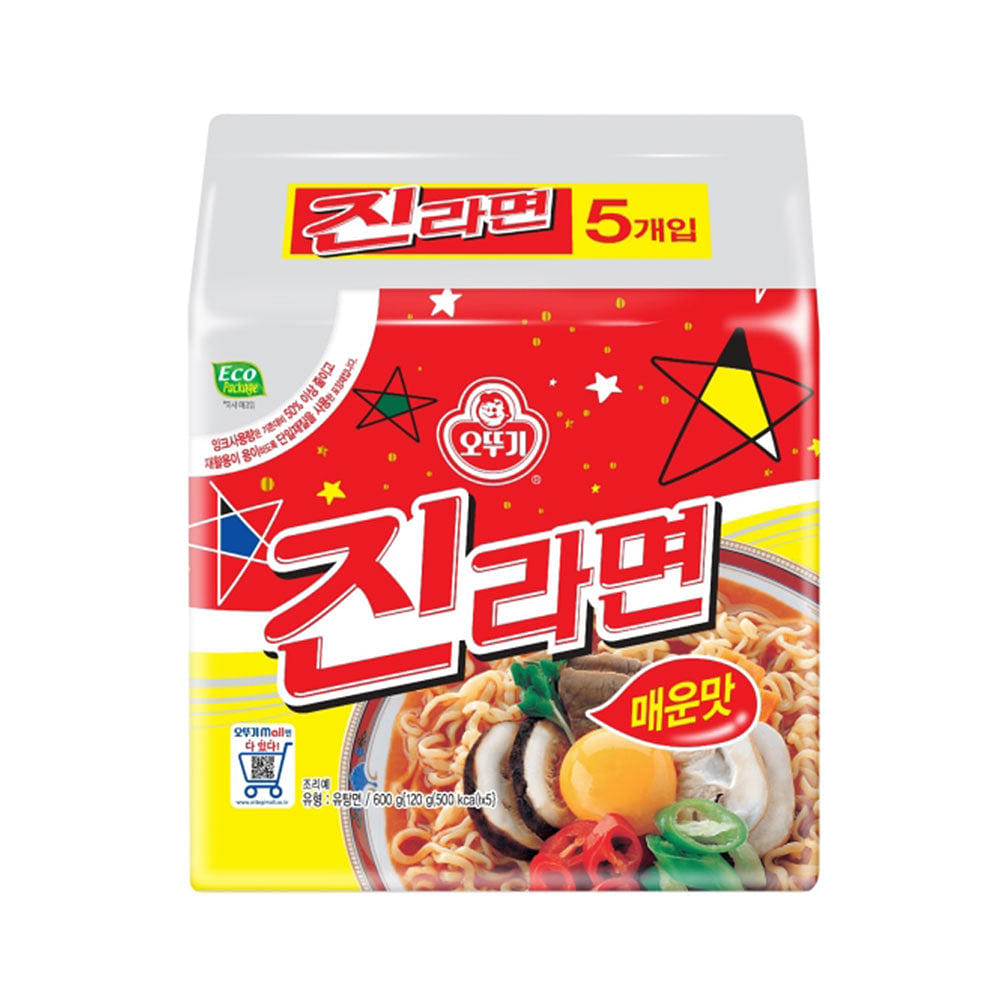 Ottogi Jin Ramen Noodle Soup, Spicy Flavor 120g x 5p 1 phần