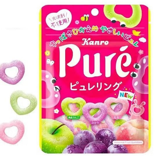 KANRO pure Fruit flavored Heart Jelly 63g 1 servin 63 g