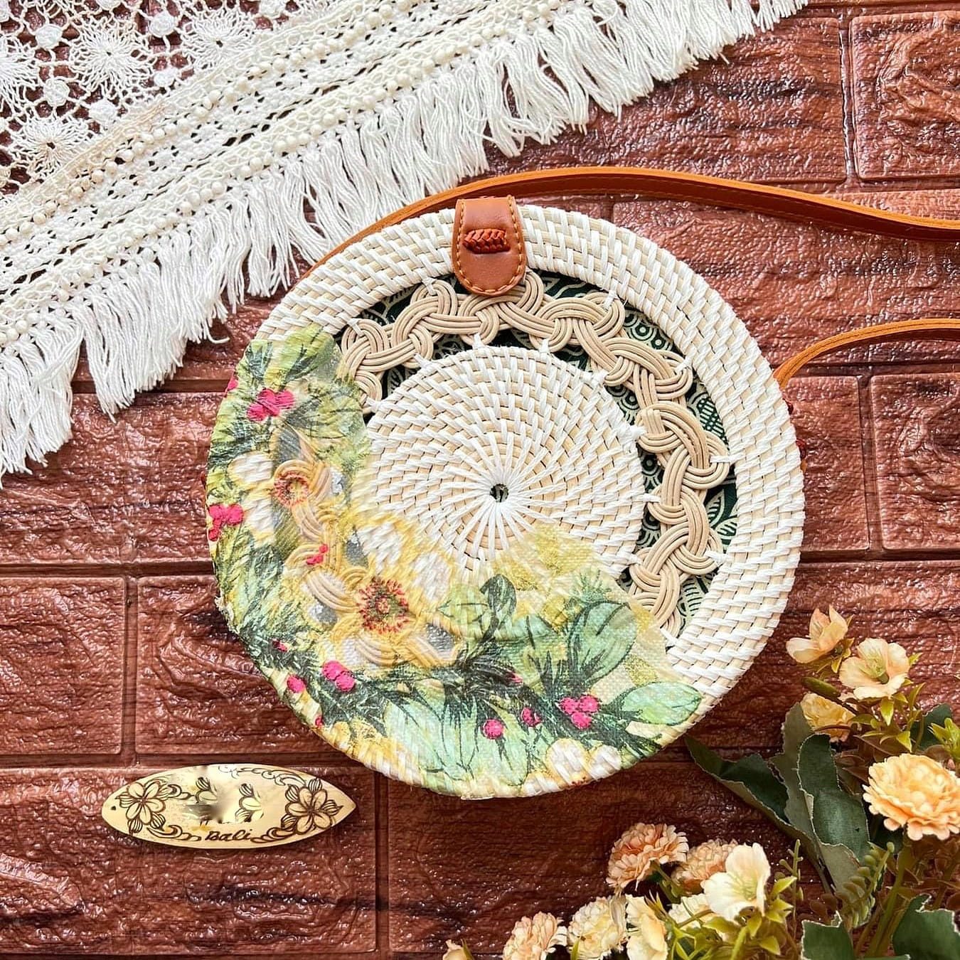 Chic Florals Rattan Bag - STYLE 25 1 each