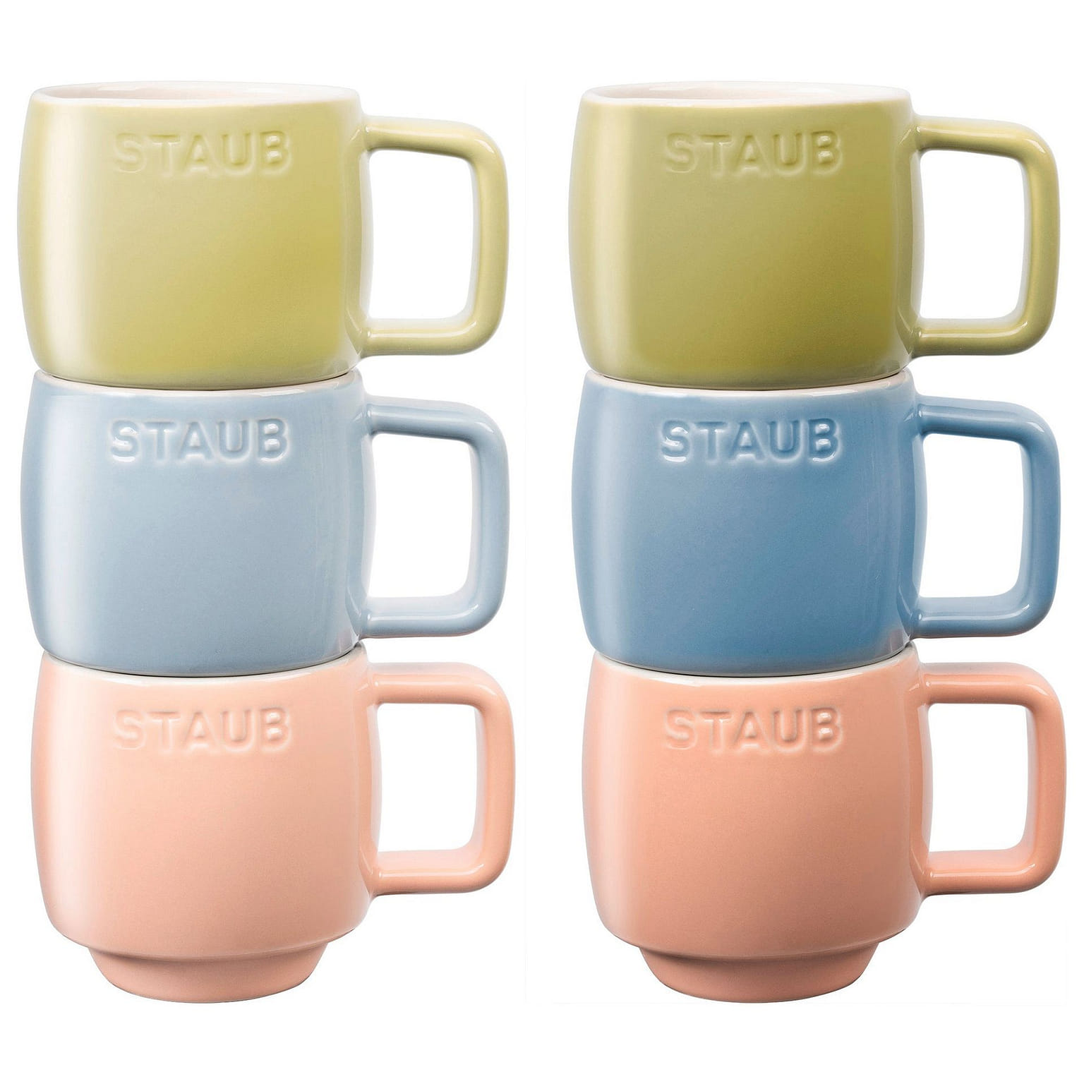 Staub Ceramic Dinnerware 6-pc 3.5 oz. Espresso Cups - Macaron Pastels 1 개