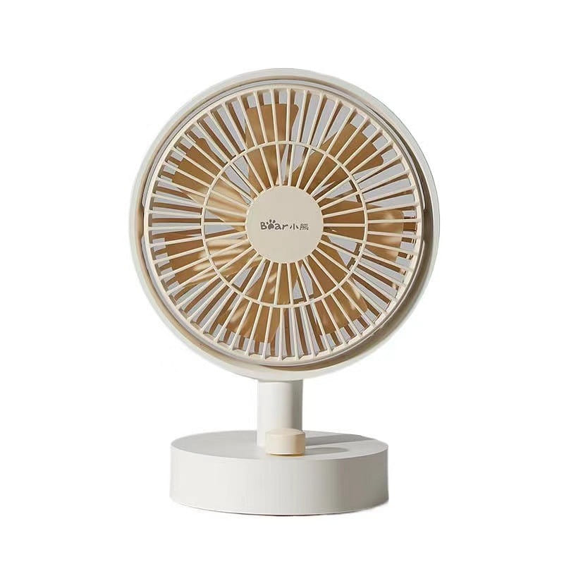 Bear desktop fan office small light sound high wind desk fan shaking head beige 1 each