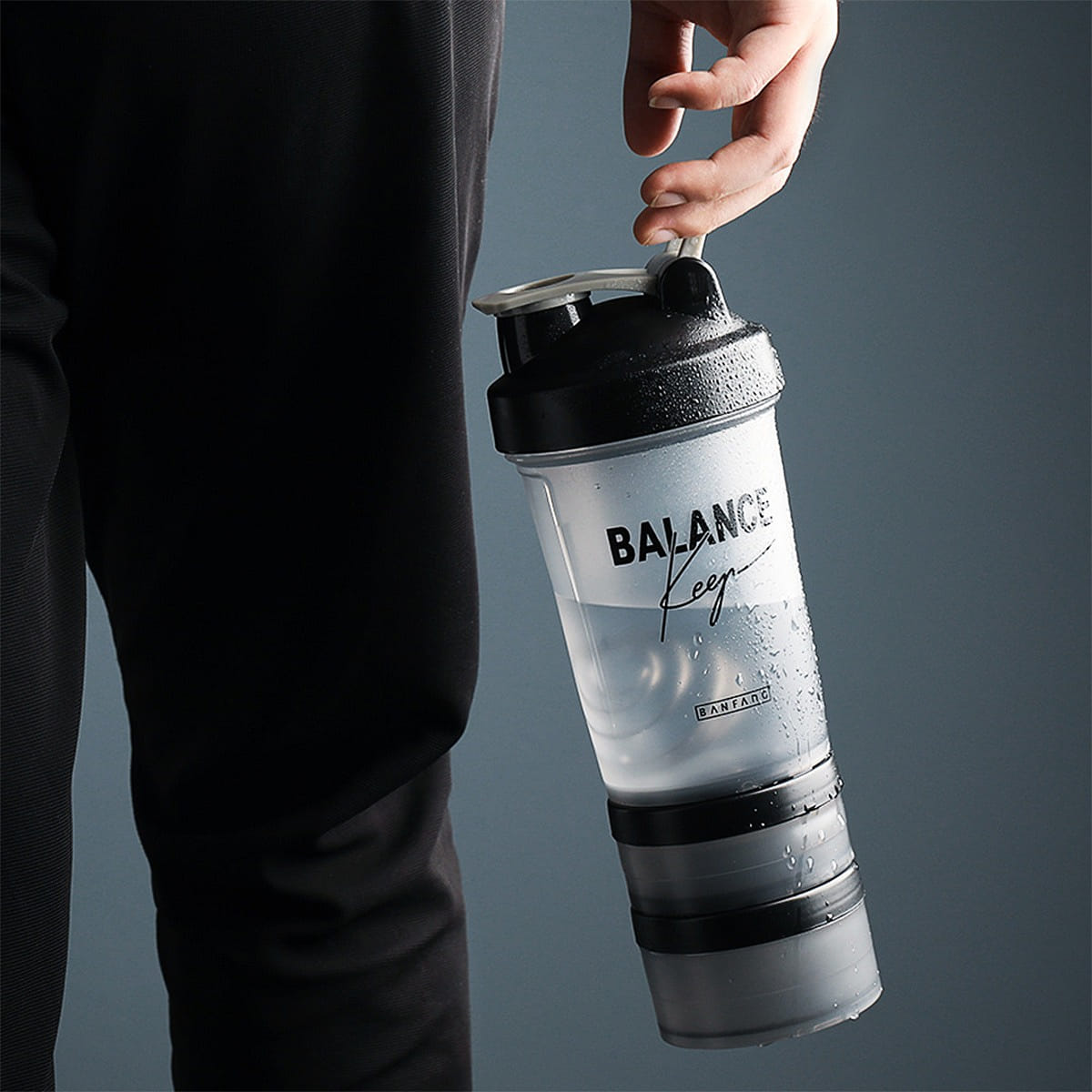 Fitness water bottle shaker cup balance gray 1 each