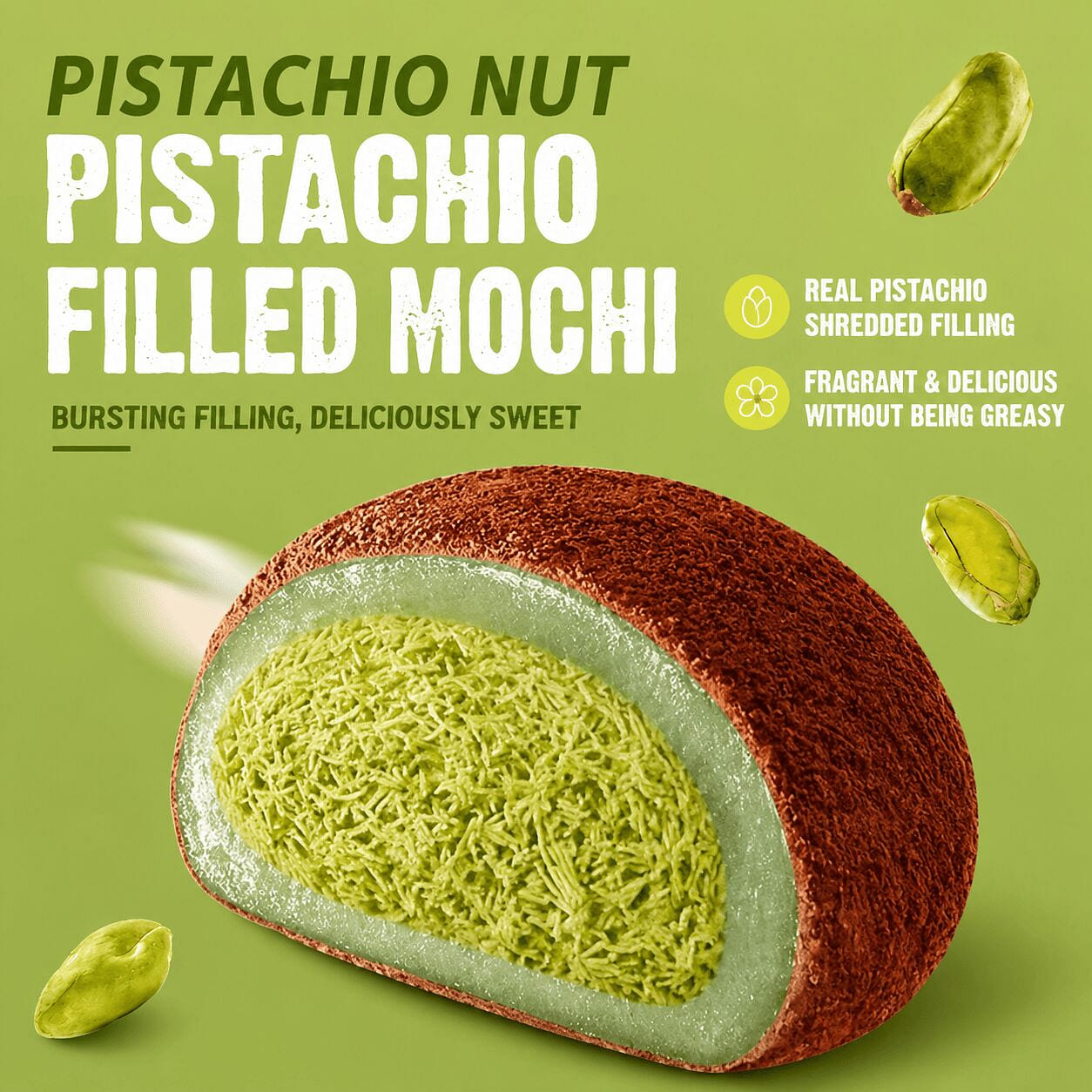 Dubai-style cocoa pistachio mochi dessert 510 g
