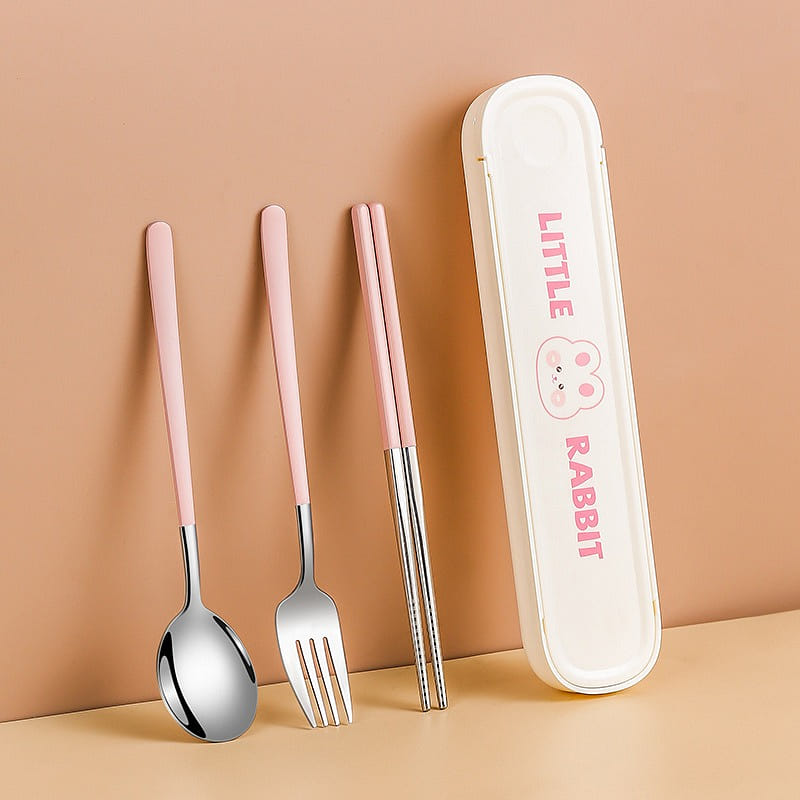 304 Stainless Steel Cutlery, Fork, Spoon, Chopsticks, Rabbit 3 Pcs. 1 개