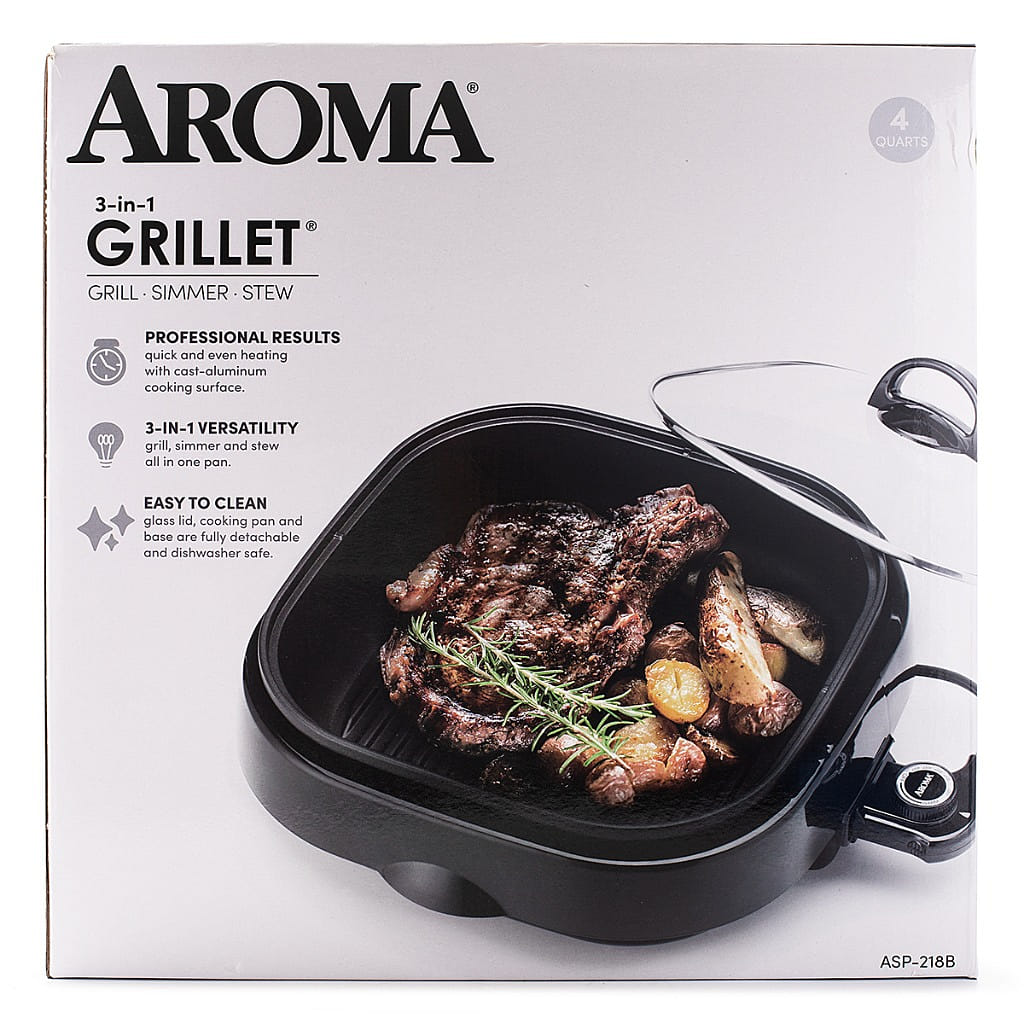 Aroma 3 in 1 실내용 전기그릴 블랙 1 개입