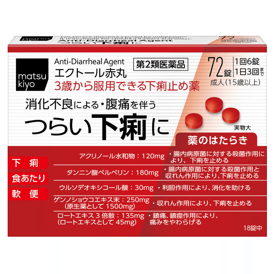 Matsumoto Kiyoshi Ector Anti-laxnessl Red Pills therapy laxness Abdominal soreness Indigestion 72 Tablets Suitable for Ages 3 and Up 1 개