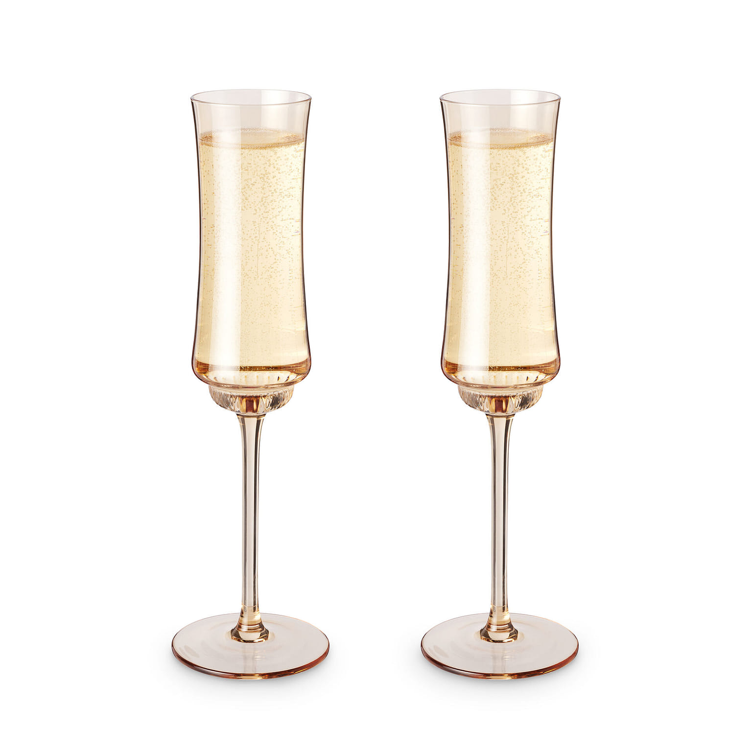 Twine Tulip Champagne Flutes, Gold Amber Tinted Drinking Tumblers Stemmed Prosecco or Sparkling Wine Glasses, Yellow Brown, 7 Oz, Set of 2 7 온스