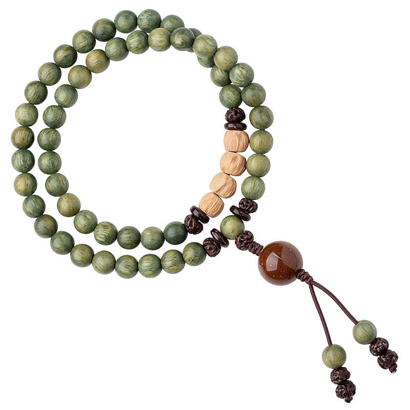 Multi-circle old material green sandalwood buddha bead strings for women Green 1 개