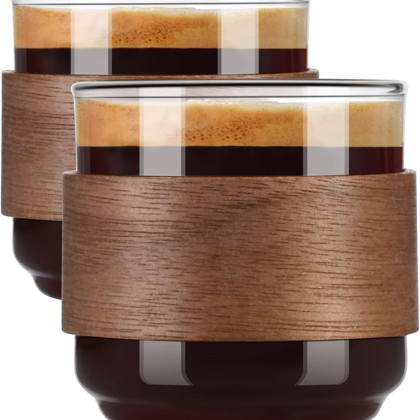 2 coffee cups with wooden rings (5 ounces) 5 액량 온스