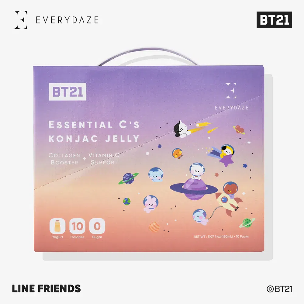 EVERYDAZE BT21 Essential Cs Collagen Konjac Jelly - Yogurt - 10 Pack 50.7 액량 온스