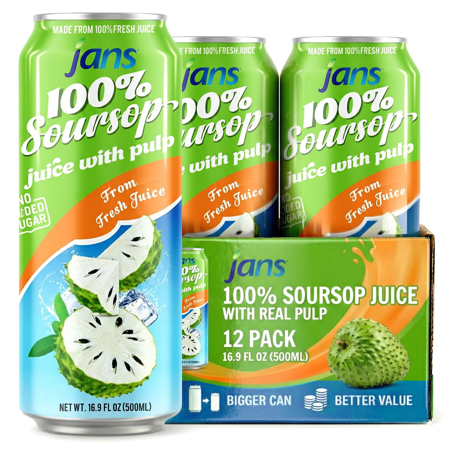 Soursop Juice with Pulp 16.9Fl Oz - Pack of 12 16.9 fl.oz*12 pack