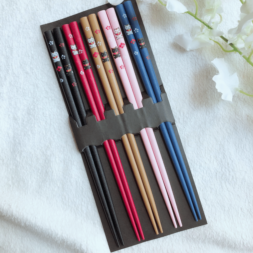 Japanese chopsticks lucky cat 5 Pairs 1 개