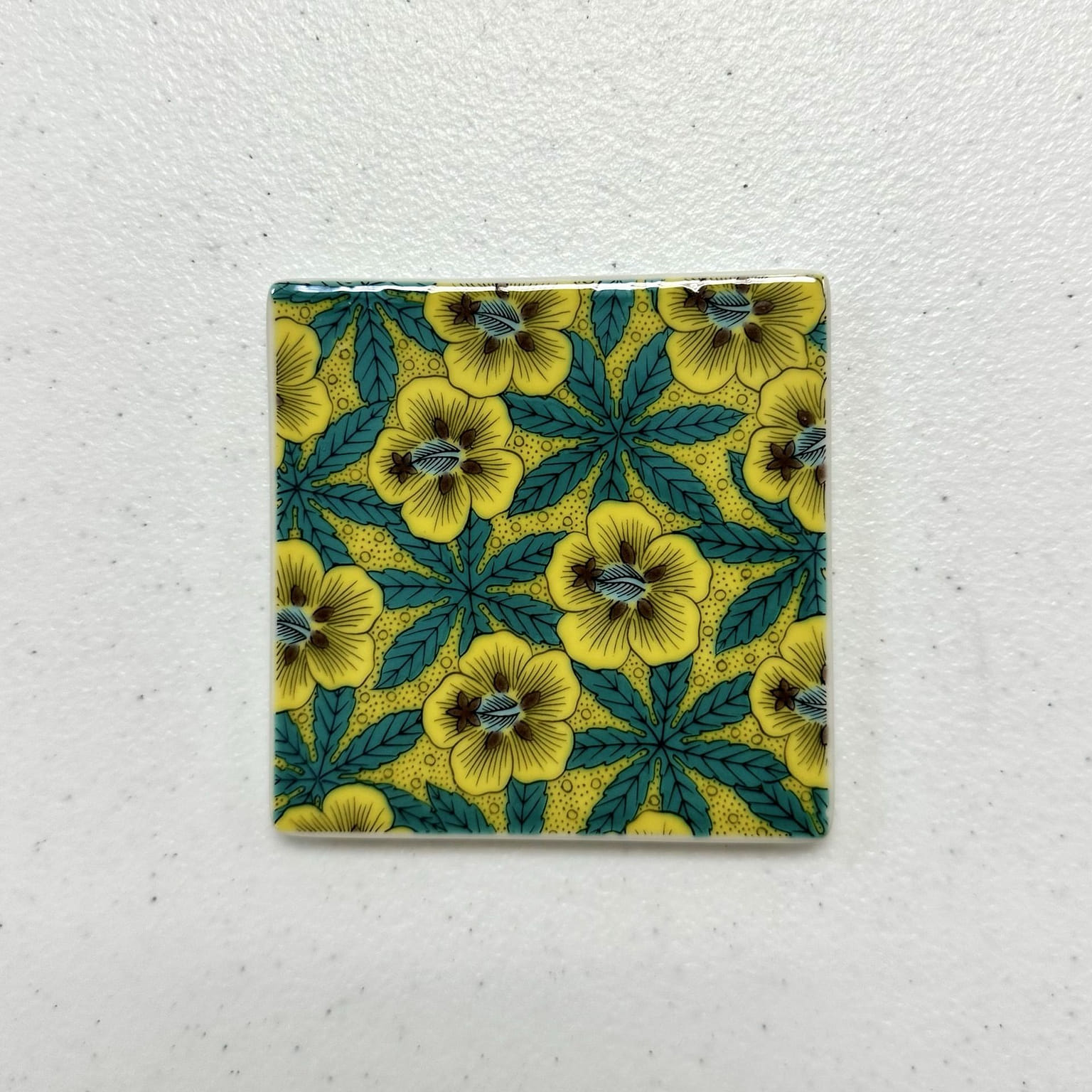 Kutani Ware Handmade Square Coaster (Aoi, 3.54" x 3.54") Made in Japan 1 ส่วน