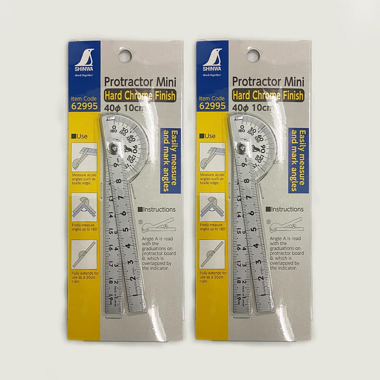 Shinwa Japanese Protractor Hard Chrome Finish Mini 2PCS - Weee!