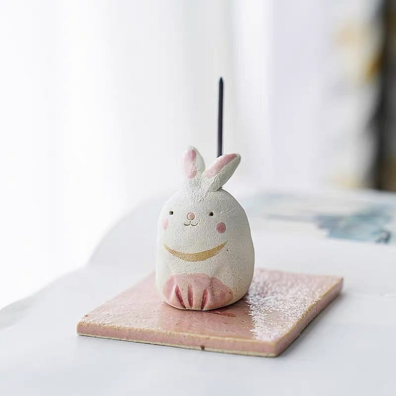 Seto Ware Animal Incense Holder(Gift Box)- Bunny 1 count