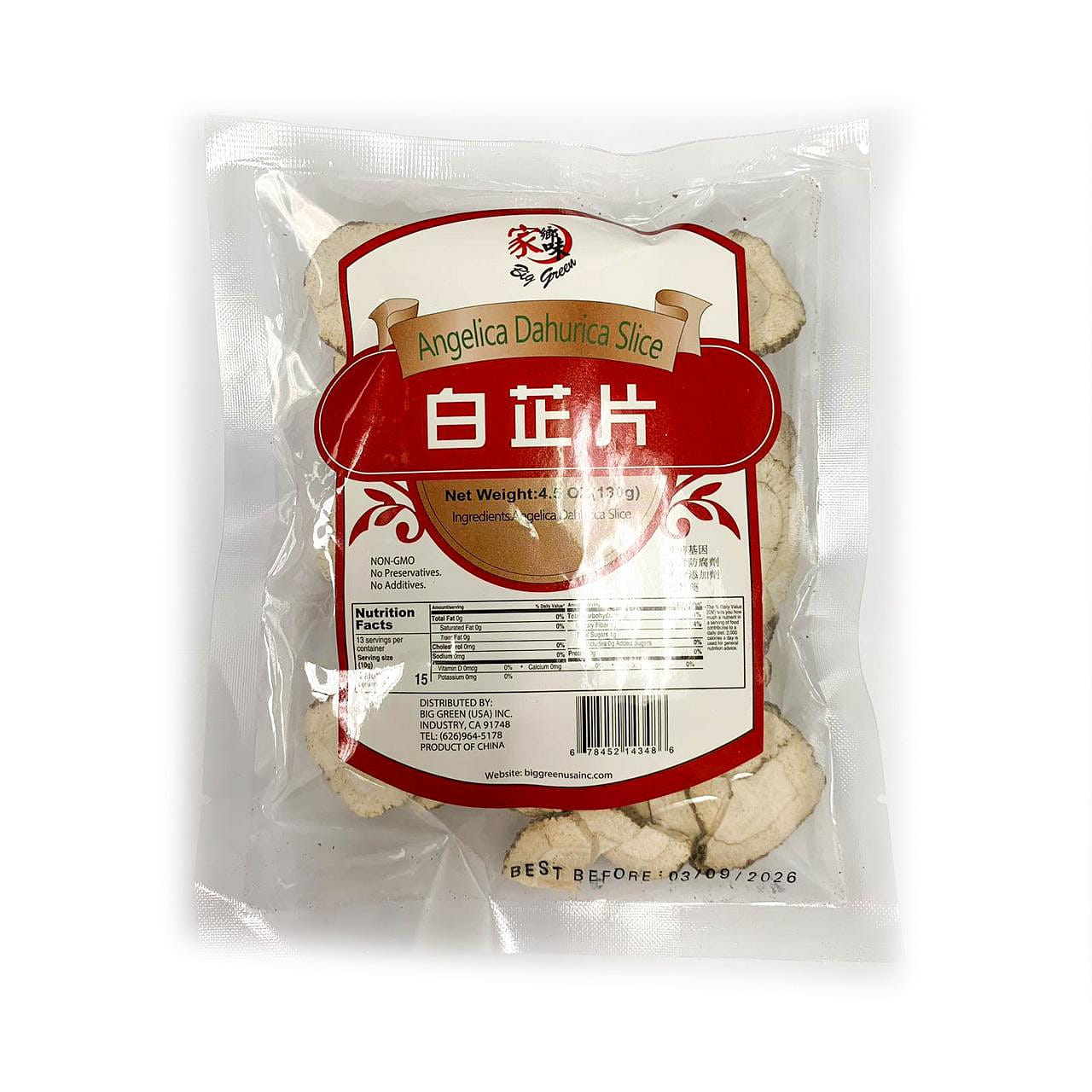 Angelicac Dahurica Slice (Bai Zhi) 4.5 온스