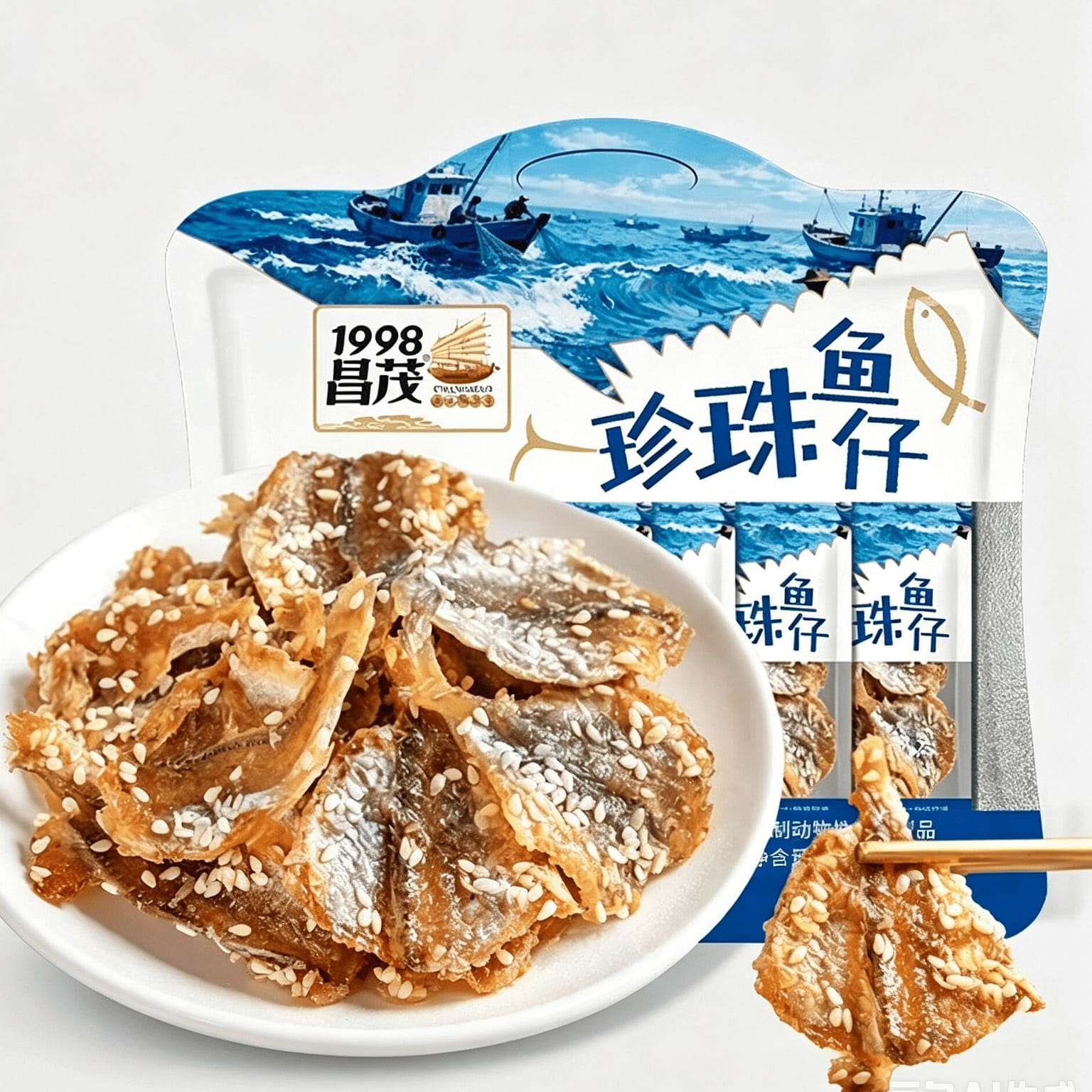 昌茂海南特产珍珠鱼仔海鲜零食鱼干鱼片180g 160 克