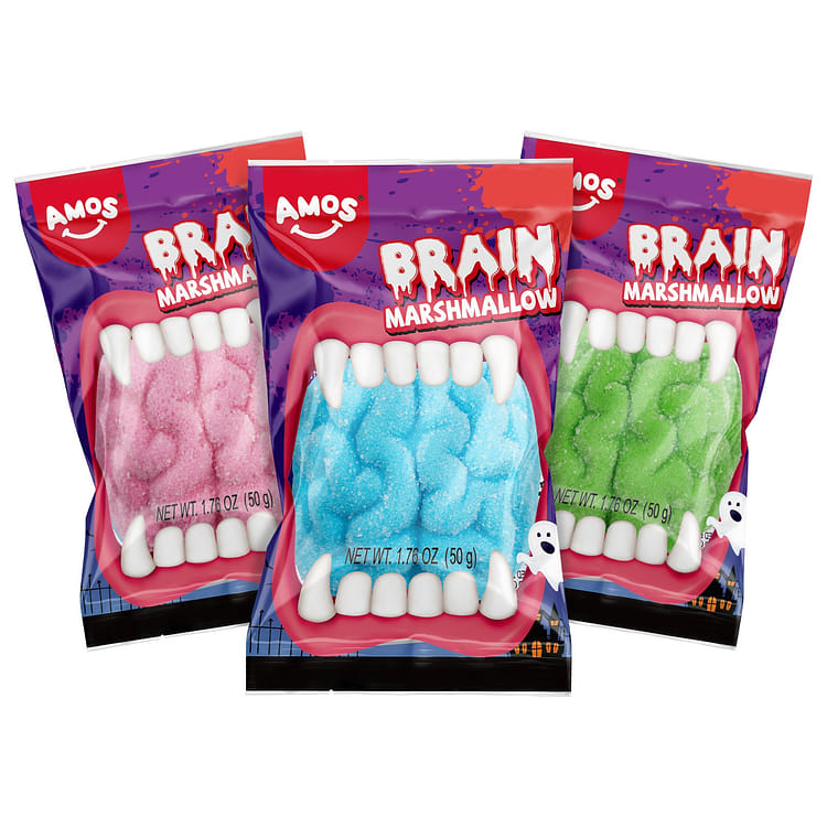 Get Amos Halloween Gummy Brain Marshmallow, Mixed Fruit Flavors