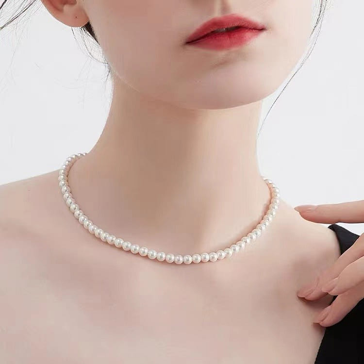 [MCK] 4mm imitation pearl necklace, Luxury Niche, Simple, High-end, Fashionable 1 カウント